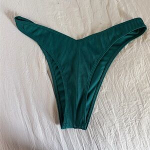Hollister Ribbed High-Cut Bikini Bottom in Deep Teal